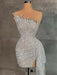 Silver Strapless Sequins Sheath Prom Dress Tight Homecoming Dress