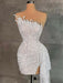 White Strapless Sequins Sheath Prom Dress Tight Homecoming Dress