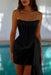 Strapless Tulle Homecoming Dress Short with Pearls Black