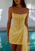 Strapless Tulle Homecoming Dress Short with Pearls Yellow