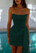 Strapless Tulle Homecoming Dress Short with Pearls Dark Green