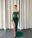 Strapless Sleeveless Long Slit Mermaid Prom Dress - Dark Green