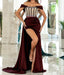 Strapless Sleeveless Prom Dress with Rhinestone and Long Side Slit Trail