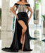 Strapless Sleeveless Prom Dress with Rhinestone and Long Side Slit Trail