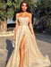 A-Line/Princess Sweep/Brush Train Strapless Sleeveless Dresses - Prom Dresses
