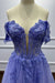 Strapless Sleeveless Tulle A-Line Prom Dress with Appliques - Prom Dresses
