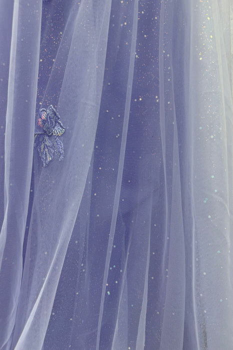 Strapless Sleeveless Tulle A-Line Prom Dress with Appliques - Prom Dresses