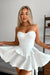 Strapless Sweetheart Aline Satin Short Corset Homecoming Dress - White - Dress