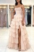 Blush Pink Strapless Sweetheart Corset Aline Evening Dress Chiffon Side Split Prom Dress - Prom Dress