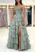Dusty Sage Strapless Sweetheart Corset Aline Evening Dress Chiffon Side Split Prom Dress - Prom Dress