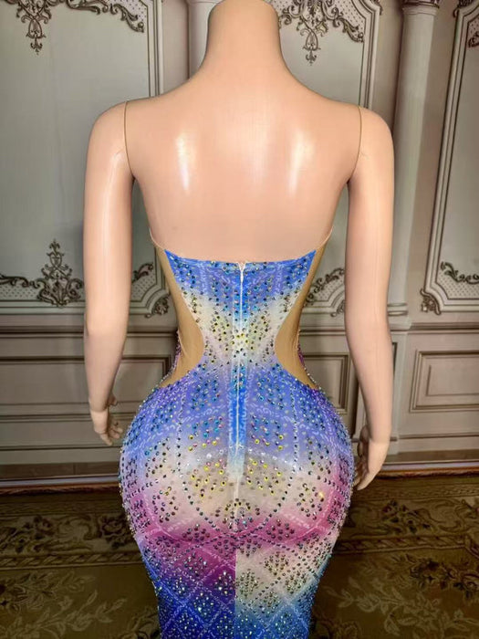 Strapless Sweetheart Rhinestone Sheath Prom Dress