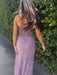 Lilac Strapless Sweetheart Sequins Bodycon Prom Dress with Beading