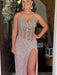 Strapless Sweetheart Sequins Bodycon Prom Dress with Beading