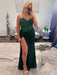 Dark Green Strapless Sweetheart Sequins Bodycon Prom Dress with Beading