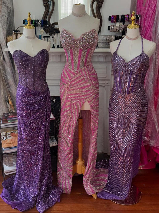 Strapless Sweetheart Sequins Bodycon Prom Dress with Beading