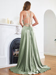 A Line Spaghetti Strap Sequins Prom Dresses LBQ1280 main image 1