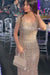 Stunning Champagne Mermaid Evening Dress Glitter Beadings Floor Length Dress