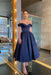 Navy Off-Shoulder Prom Dress