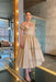 Champagne Off-Shoulder Prom Dress