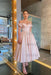 Pearl Pink Off-Shoulder Prom Dress