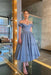 Dusty Blue Off-Shoulder Prom Dress