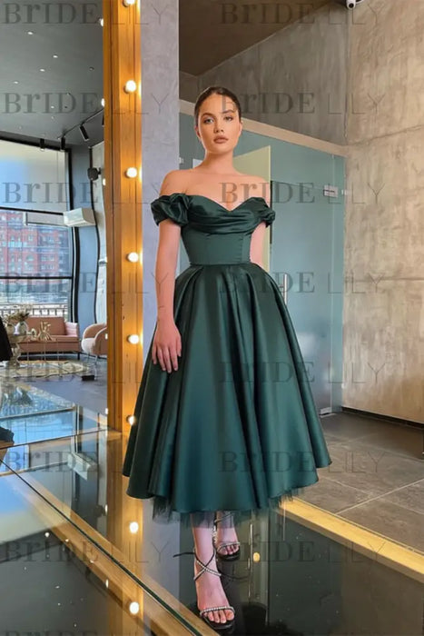Dark Green Off-Shoulder Prom Dress