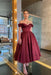 Burgundy Off-the-Shoulder Prom Dress