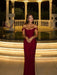 Stunning Off-the-Shoulder Mermaid Prom Dress with Sequins Burgundy