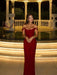 Stunning Off-the-Shoulder Mermaid Prom Dress with Sequins Red