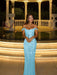 Stunning Off-the-Shoulder Mermaid Prom Dress with Sequins Sky Blue