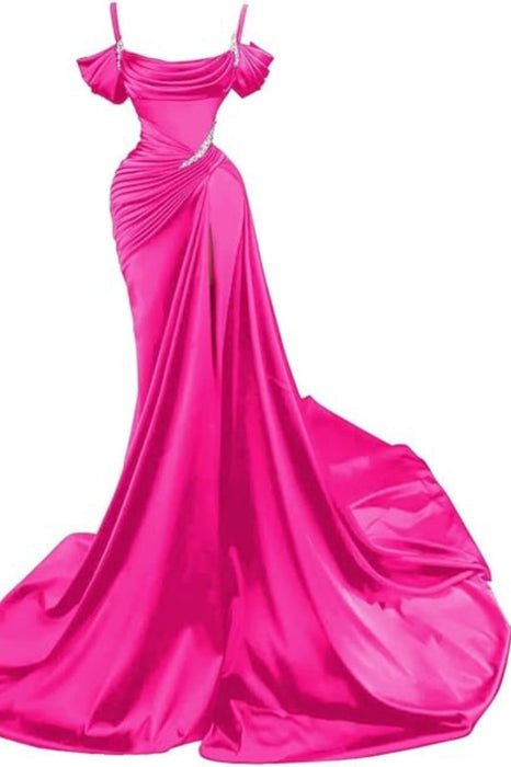 Stunning Off-the-Shoulder Mermaid Ruffles Prom Dress With Side Split - Prom Dresses