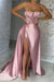 Stunning Pink Strapless Mermaid Prom Dress with Pleats, Ruffles, and Slit