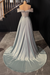 Stunning Sleveless Glitter Satin Evening Dress with Sweep Train