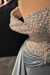 Stunning Sleveless Glitter Satin Evening Dress with Sweep Train
