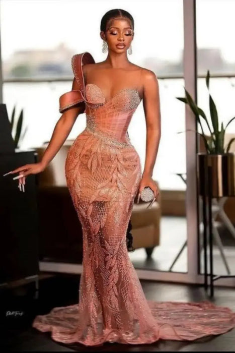 Stunning Sparkle Beadings Mermaid Evening Gown with Sequins - Evening Dresses