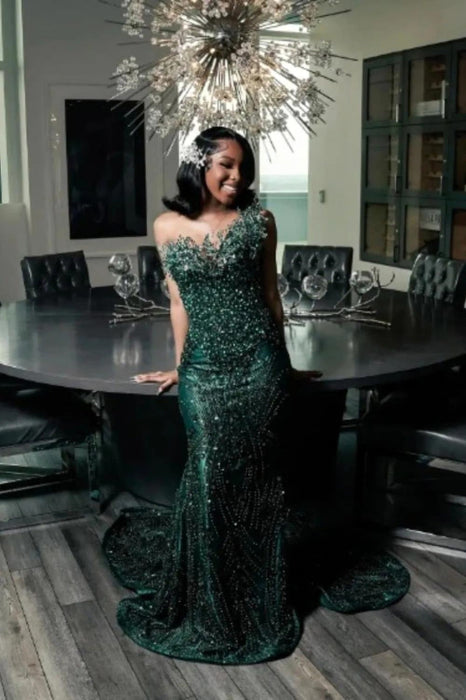 Stunning Strapless Sequins Prom Dress with Beadings