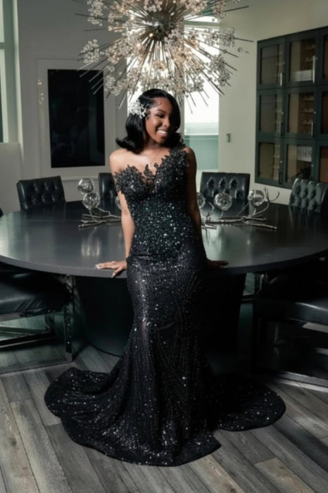 Stunning Strapless Sequins Prom Dress with Beadings