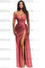 Stunning Blue Off-the-shoulder High Split Evening Dresses - Prom Dresses