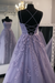 Stylish Backless Purple Lace Long Prom Dresses Lace Formal Dresses