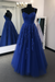 Stylish Backless Royal Blue  Lace Long Prom Dresses Lace Formal Dresses