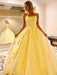 Stylish Backless Yellow Lace Long Prom Dresses 2020, Backless Yellow Formal Dresses, Open Back Yellow Lace Evening Dresses