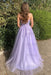 Stylish Purple Lace Long Prom Dresses, Purple Formal Evening Dresses