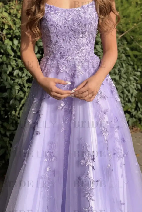 Stylish Purple Lace Long Prom Dresses, Purple Formal Evening Dresses