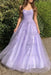 Stylish Purple Lace Long Prom Dresses, Purple Formal Evening Dresses