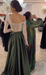 Stylish One-Shoulder Beaded Long Sleeves Ruched Satin Prom Dress