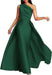 Stylish One-Shoulder Satin Ruched A-Line Prom Dress Long Evening Gown - Prom Dress