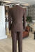 Stylish Coffee Peaked Lapel Double Breasted Striped Business Suits