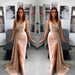 Stylish Pink Prom Dress with Applique Belt and Hollowed out Slit