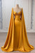 Stylish Ruched Satin Mermaid Prom Dress Long with Cape
