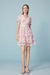 Stylish Short Sleeves V-Neck Pink Short Lace Dress Aline Knee Length Daily Wear Dress - Dresses